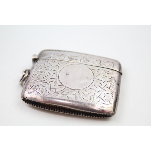 304 - Antique Hallmarked 1916 Birmingham Sterling Silver Large Vesta / Match Case 30g