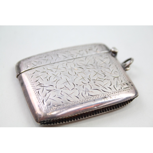 304 - Antique Hallmarked 1916 Birmingham Sterling Silver Large Vesta / Match Case 30g