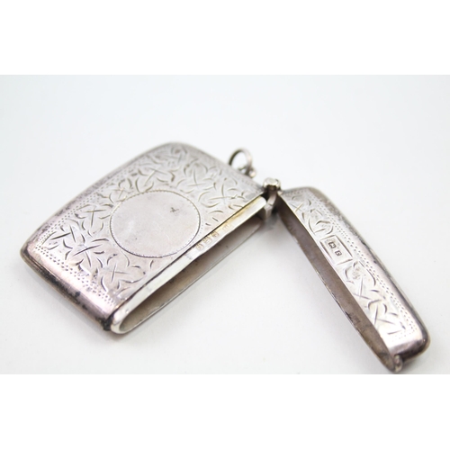 304 - Antique Hallmarked 1916 Birmingham Sterling Silver Large Vesta / Match Case 30g