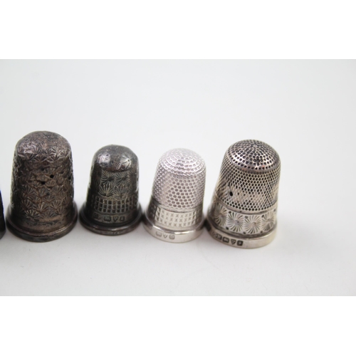 312 - 6 x Antique Hallmarked .925 Sterling Silver Charles Horner Thimbles (26g)