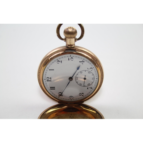 328 - Gents Vintage Rolled Gold Half Hunter Cased Pocket Watch Hand-wind WORKING