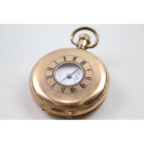 328 - Gents Vintage Rolled Gold Half Hunter Cased Pocket Watch Hand-wind WORKING