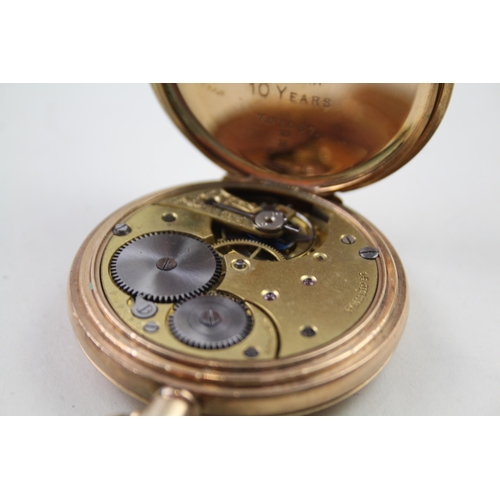 328 - Gents Vintage Rolled Gold Half Hunter Cased Pocket Watch Hand-wind WORKING