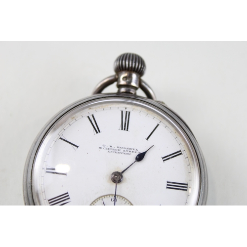 333 - T. R. RUSSELL Sterling Silver Cased Gents POCKET WATCH Hand-wind WORKING