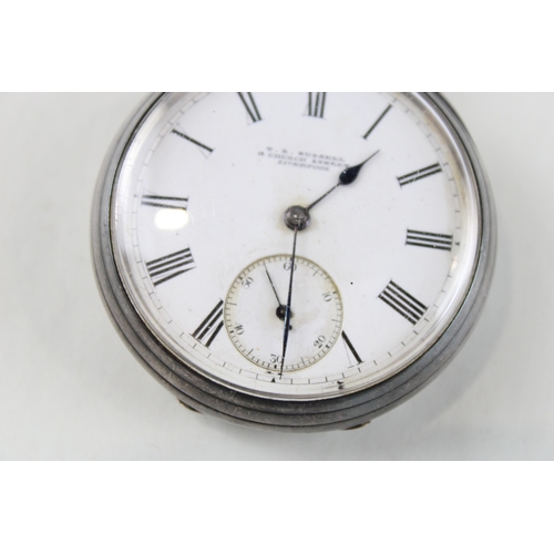 333 - T. R. RUSSELL Sterling Silver Cased Gents POCKET WATCH Hand-wind WORKING