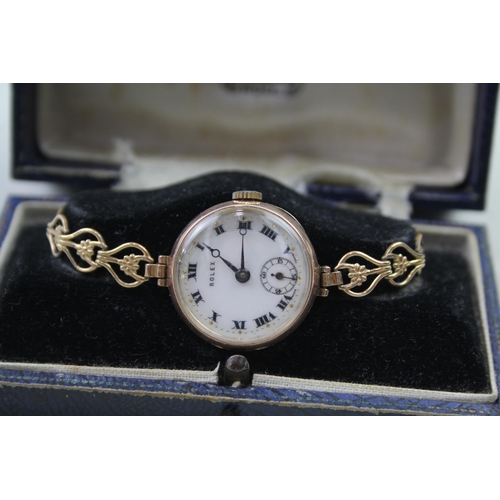 336 - ROLEX 9ct Gold Cased Ladies Antique WRISTWATCH Hand-wind WORKING Boxed