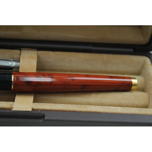 345 - Vintage PARKER 75 Brown Lacquer Fountain Pen w/ 14ct Gold Nib WRITING Boxed