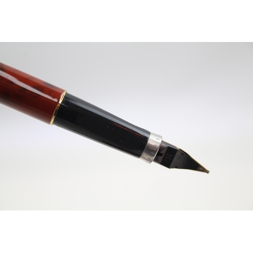 345 - Vintage PARKER 75 Brown Lacquer Fountain Pen w/ 14ct Gold Nib WRITING Boxed