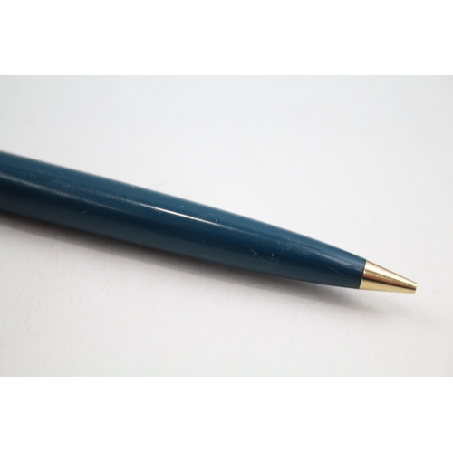 349 - Vintage PARKER 51 Teal Fountain Pen w/ 14ct Nib, Rolled Gold Cap, Pencil, Box