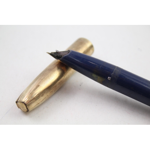 350 - Vintage SHEAFFER PFM Pen For Men Navy Fountain Pen w/ 14ct Gold Nib WRITING