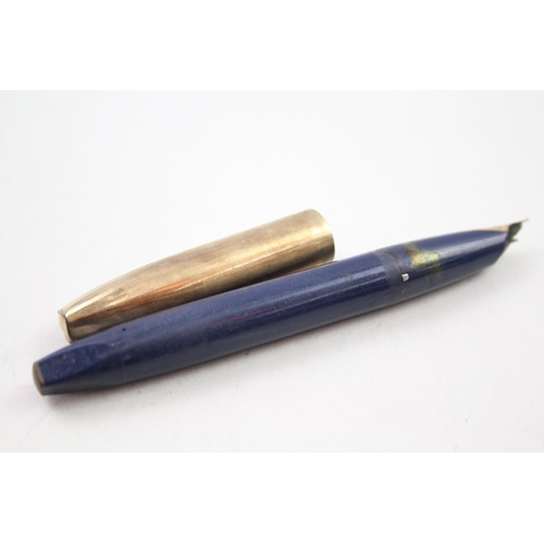 350 - Vintage SHEAFFER PFM Pen For Men Navy Fountain Pen w/ 14ct Gold Nib WRITING