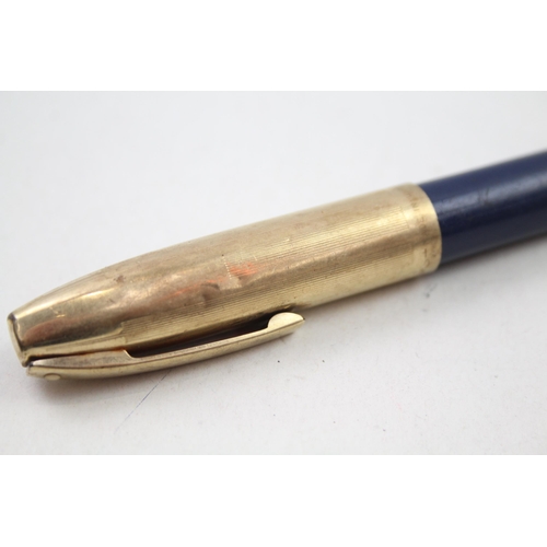 350 - Vintage SHEAFFER PFM Pen For Men Navy Fountain Pen w/ 14ct Gold Nib WRITING