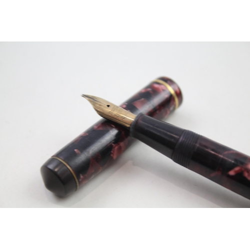 357 - Vintage CONWAY STEWART 286 Burgundy Fountain Pen w/ 14ct Gold Nib WRITING