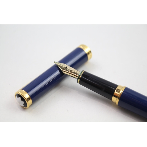 363 - MONTBLANC Noblesse Oblique Navy Fountain Pen w/ 14ct Gold Nib WRITING