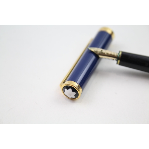 363 - MONTBLANC Noblesse Oblique Navy Fountain Pen w/ 14ct Gold Nib WRITING