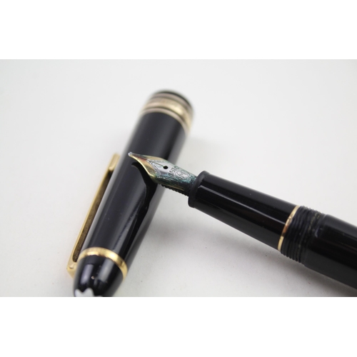 364 - MONTBLANC Meisterstuck Black Fountain Pen w/ 14ct White Gold Nib WRITING