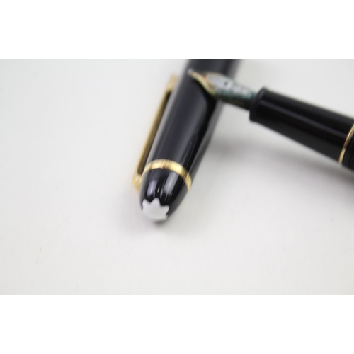 364 - MONTBLANC Meisterstuck Black Fountain Pen w/ 14ct White Gold Nib WRITING