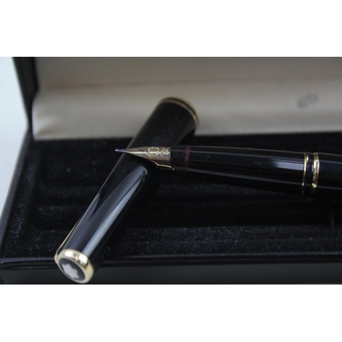 366 - Vintage MONTBLANC Classic Black Fountain Pen w/ 14ct Gold Nib WRITING Boxed