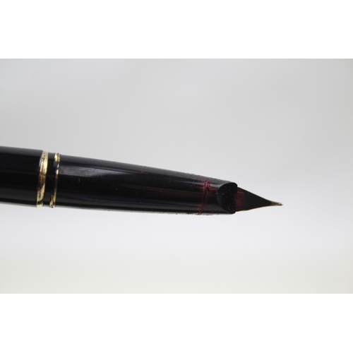 366 - Vintage MONTBLANC Classic Black Fountain Pen w/ 14ct Gold Nib WRITING Boxed