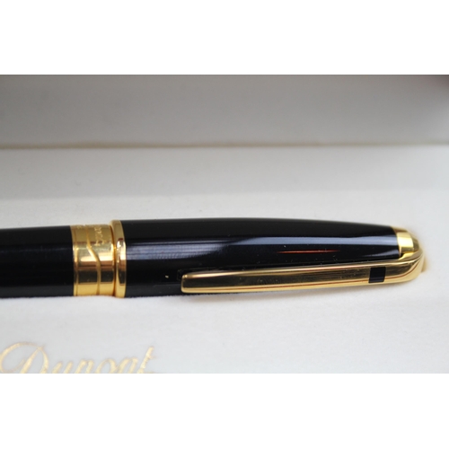 367 - S.T DUPONT Olympio Black Lacquer Fountain Pen w/ 18ct White Gold Nib Writing Box