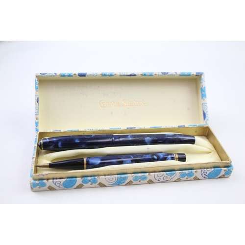 368 - Vintage CONWAY STEWART 14 Navy FOUNTAIN PEN w/ 14ct Gold Nib WRITING