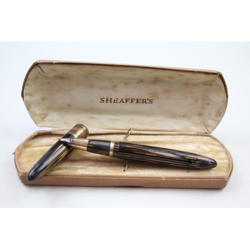 370 - Vintage SHEAFFER Balance Lifetime Brown Fountain Pen w/ 14ct Gold Nib WRITING