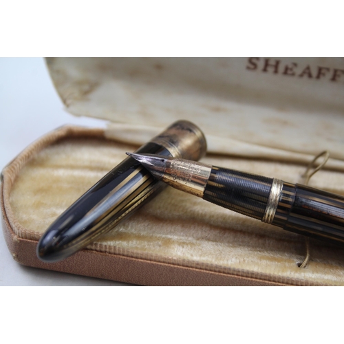 370 - Vintage SHEAFFER Balance Lifetime Brown Fountain Pen w/ 14ct Gold Nib WRITING