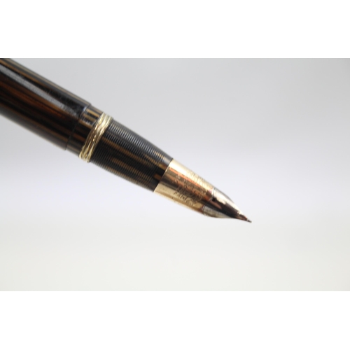 370 - Vintage SHEAFFER Balance Lifetime Brown Fountain Pen w/ 14ct Gold Nib WRITING