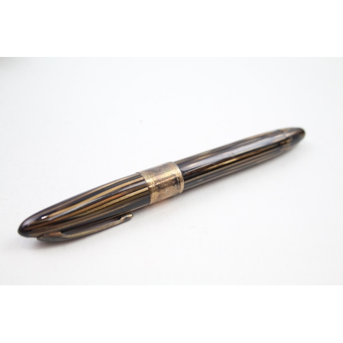 370 - Vintage SHEAFFER Balance Lifetime Brown Fountain Pen w/ 14ct Gold Nib WRITING