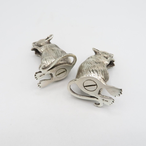 135 - HM Sterling Silver 925 Rat condiment set finely detailed design (82.4g total weight) 55mm high. In e... 