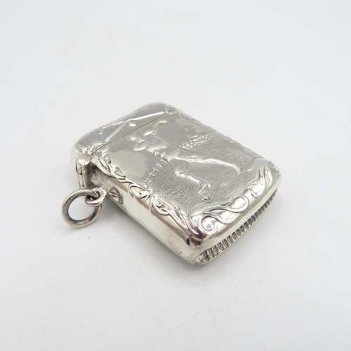 136 - Novelty HM 925 Sterling Silver Golfing Vesta with hinged lid closing tightly (23.3g)  45mm x 30mm. I... 