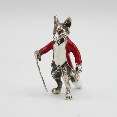 145 - 925 Sterling Silver HM Magnificent Mr. Fox silver and enamel character (12.6g)  35mm high in excelle... 