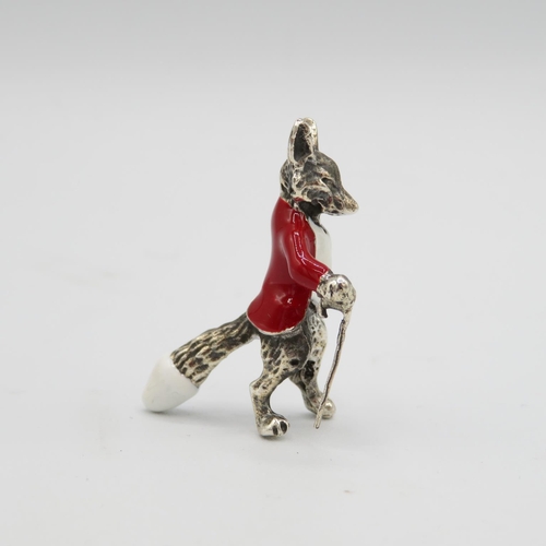 145 - 925 Sterling Silver HM Magnificent Mr. Fox silver and enamel character (12.6g)  35mm high in excelle... 