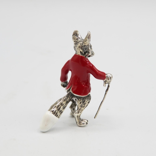 145 - 925 Sterling Silver HM Magnificent Mr. Fox silver and enamel character (12.6g)  35mm high in excelle... 