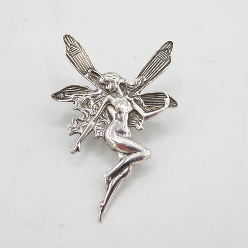 148 - 925 Sterling Silver HM Nymph Fairy brooch in perfect condition with tight fitting pin (7.5g)  60mm l... 