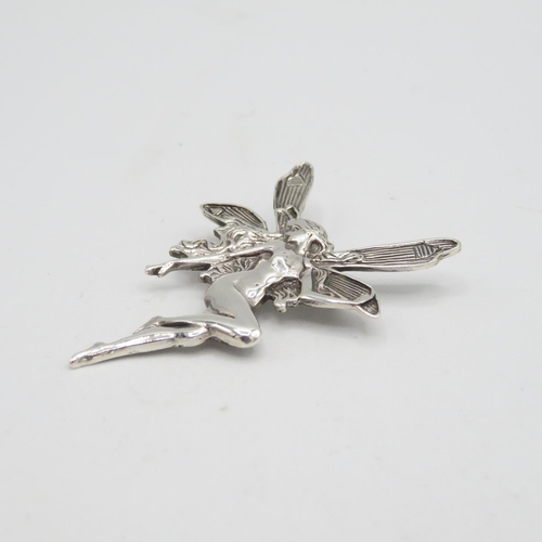 148 - 925 Sterling Silver HM Nymph Fairy brooch in perfect condition with tight fitting pin (7.5g)  60mm l... 