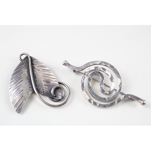 164 - Two silver modernist brooches (47g)