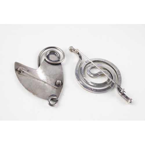 164 - Two silver modernist brooches (47g)