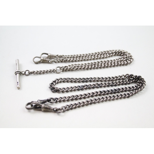 172 - Two silver antique watch chains (58g)