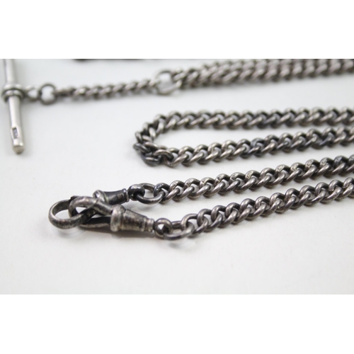 172 - Two silver antique watch chains (58g)