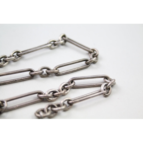 173 - Silver antique watch chain with fobs (56g)