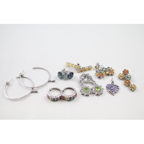 186 - A collection of silver gemstone jewellery including Tanzanite (38g)