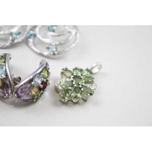 188 - A collection of silver gemstone jewellery including Peridot (46g)