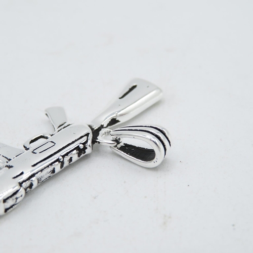 203 - HM Sterling Silver 925 AK47 pendant with bail in excellent condition (12.3g) - measures 66mm long