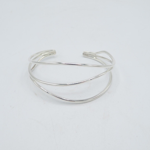 206 - HM 925 Sterling Silver triple band bangle - adjustable - (17.6g) In excellent condition