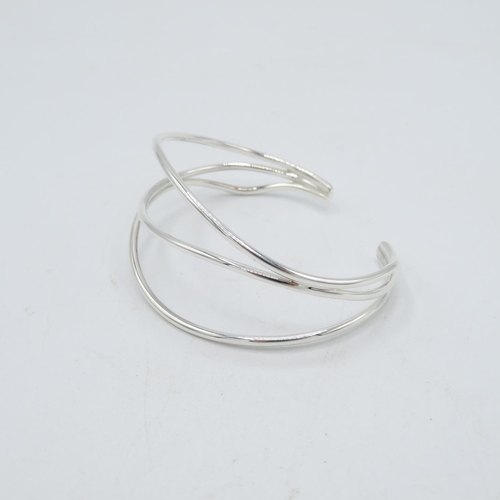 206 - HM 925 Sterling Silver triple band bangle - adjustable - (17.6g) In excellent condition