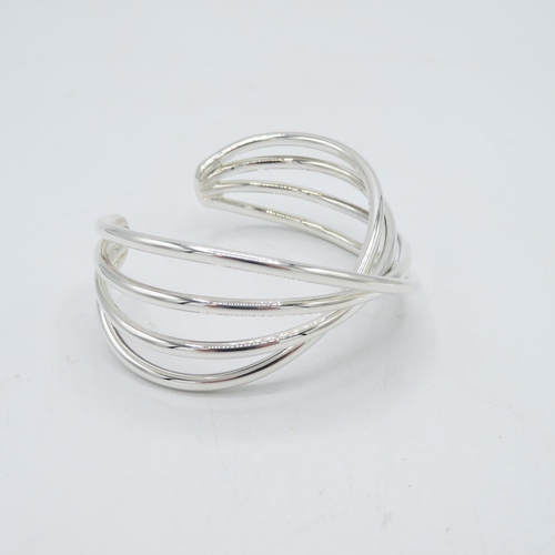 208 - HM 925 Sterling Silver 4 piece crossover design bangle - adjustable - (55g) In excellent condition