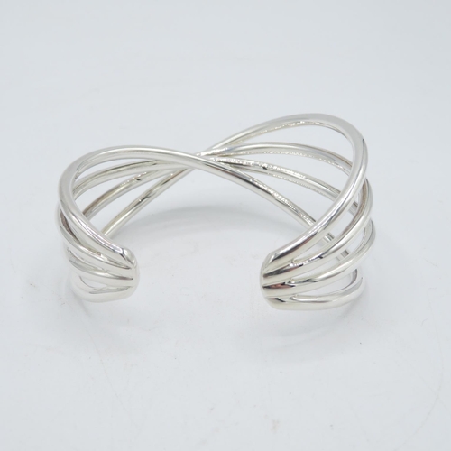 208 - HM 925 Sterling Silver 4 piece crossover design bangle - adjustable - (55g) In excellent condition