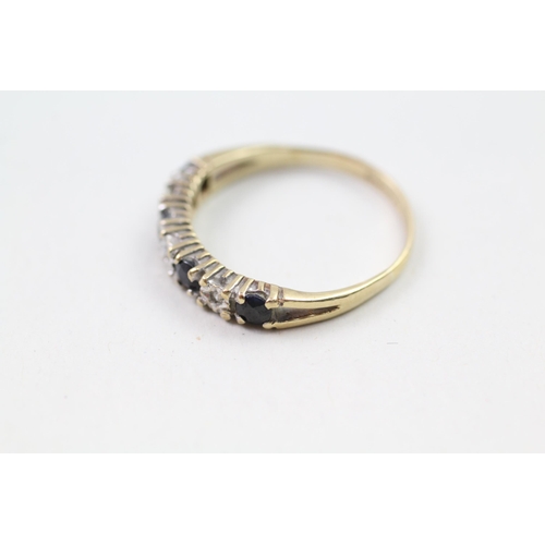 1 - 9ct gold sapphire & diamond half eternity ring (2.1g) Size  P