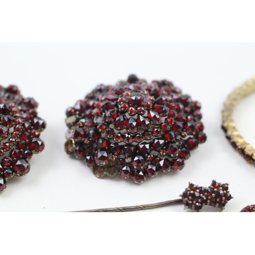 10 - 5x 4ct gold bohemian garnet antique jewellery (as seen) (36.8g)